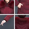 Women Down X-Lange Warmide Vrouwen Jassen Slim Office Dames Solid Winter Jacket Hooded Met Bontkraag Dikke Gewatteerde Parka