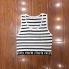 Brand Tank Top Knit Vests For Women Stripe Pattern Tees Letter Logo Ladies T Shirt