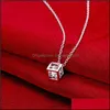 Pendant Necklaces 925 Sterling Sier Square Pendant Necklace With Zircon Delicate Beautif Birthday Present Drop Delivery 2022 Jewelry Dhyax