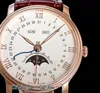 OMF Villeret Complicated Function A6554 Automatic Mens Watch V3 40mm v Rose Gold White Dial Roman Markers Brown Bracelete Leather Super Edition Puretime H8