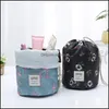 Storage Bags Barrel Shaped Cosmetic Bags Large Capacity Dstring Travel Dresser Pouch Fabric Print Organizer Storage 9Colors Drop Deli Dhexy