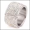 Met zijstenen 316L roestvrij staal dames trouwringen sieraden anillos de acero inoxidabele para mujer groothandel cz crystal pave d dhpax