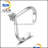 Wedding Rings Fashion Single Zircon V-Shaped Opening Adjustable Thin Rings S925 Sterling Sier Simple Wedding Jewelry Accessories For Dhs3U