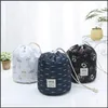 Storage Bags Barrel Shaped Cosmetic Bags Large Capacity Dstring Travel Dresser Pouch Fabric Print Organizer Storage 9Colors Drop Deli Dhexy