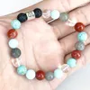 Strand MG1638 Nouveau Design Lion Zodiac Bracelet 8 MM Quartz Clair Jaspe Rouge Labradorite Poignet Mala Bijoux De Pierres Précieuses Naturelles