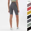 Leggings femininas super suave Lu-002 shorts de ioga leggings executando gin￡stica de gin￡stica ioga leggging p￪ssego n￡degas femininas de cinco pontos esportes saltados esportes alta cintura alta