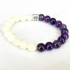 Strang MG1686 Hochwertiges Zwilling-Sternzeichen-Armband, 8 mm, Amethyst, gelber Onyx, Energie-Handgelenk-Mala, natürlicher Edelstein-Schmuck