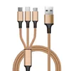 3 I 1 Nylon flätad multi USB Fast Charging Cables Micro Type C CABLE Telefoner Laddare Samsung Android Charger Cord Mobile Mobiltelefon