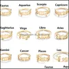 Bandringar Justerbart rostfritt st￥l Ring 12 Konstellationer Brev Lady Zodiac Finger Birthday Jewelry Gift 410 T2 Drop Leverans 2022 DHKSR