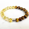 Strand MG1693 Womens Vågen Zodiac Armband 8 mm Yellow Crystal Citrin Tiger Eye Stone Energy Wrist Mala Natural Gemstone Jewelry