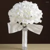 Decoratieve bloemen Hoogwaardige mode 6 kleuren Bridal Bouquet Rose Foam Crystal Diamante bruiloft Handgemaakte bruidsmeisje bloemdecoratie