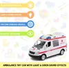 Push Plastic Rescue Vehicle Toys Ambulance Toy Car with Light Siren Sound Effects Friction Powered Wheels LED Lights Heavy Duty