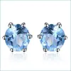 Stud Genuine Amethyst Garnet Peridot Topaz Stud Earrings 925 Sterling Sier For Women Korean Earings Fashion Jewelry 759 Z2 Drop Deliv Dhixp