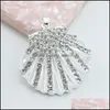 Charms Shell Charms Pendants 10st/Lot 9x18mm Sier Plated With Rhinestones Fashion Jewelry Diy Fit Armband Necklace Earrings Drop D Dhjdp