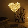 Gece Işıkları Led Rattan Masa Lambası Diy Moon Yıldız Kalp Noel Festivali İçin Güzel Hafif Başucu Düğün Partisi Ev Dekorasyonu