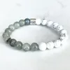 Strand MG1692 nouveau Design Bracelet zodiaque Lion 8 MM blanc Howllite Labradorite énergie poignet Mala bijoux en pierres précieuses naturelles