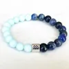 Strand MG1687 Womens Gemini Zodiac Bracelet 8 MM Aquamarine Blue Sodalite Jasper Energy Wrist Mala Natural Gemstone Jewelry