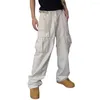 Pantaloni da uomo 2022 Summer Men's Cargo Tinta unita Multi tasche Hip Hop Vintage Relaxed Fit Pantaloni larghi da jogging Pantaloni Streetwear