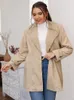 Overwear Toleen Plus Size Женская одежда 2022 Осень Зимняя мода Сплошная Слим Снимок Слушая простые простые негабаритные длинные пальто