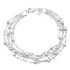 Brins de perles 925 bracelet en argent délicat bijoux en argent sterling 925 cinq lignes perles boule bracelets bracelet pour femme Pulseiras De Prata L221012