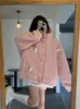 Damesjacks Korobov mode streetwear dikke lamslam wollen beer rits oversized outsear starend kraag jas manteau femme hiver