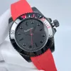 Mens Watch MAD All BLack 스트랩 2813 자동식 무브먼트 사파이어 개별화 손목 시계 레드 스케일 베젤 화산 강철 케이스 시계