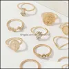 Band Rings Fashion Jewelry Knuckle Ring Set Gold Cross Heart Fatimas Palm Stacking Rings Midi Sets 15Pcs/Set Drop Delivery 2022 Dhmhb