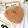 Messenger Bags peach heart bag rabbit hair cute love women's hand heart-shaped Plush women