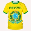 Herren-T-Shirts, Brasilien, Herren-T-Shirt zum 100. Jahrestag, Rundhalsausschnitt, kurze Ärmel, Jersey, modische, coole Kleidung, Übergröße, mit brasilianischer Flagge