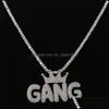 Hänge halsband hiphop ised ut kronbubblor ord anpassade namn kubiska zirkonkedjor hängen halsband för män smycken 434 Q2 drop d dhscd