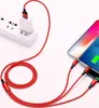 3 i 1 nylonflätad multi-USB snabbladdningskablar Micro Type C-kabeltelefoner Laddare Android-laddarsladd Mobiltelefon