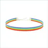Chokers Rainbow Choker Necklace Lgbt Gay And Lesbian Pride Lace Chockers Ribbon Collar With Pendant Statement Jewelry For Men Women 2 Dhsex