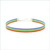 Chokers Rainbow Choker Naszyjnik LGBT wesoły i lesbijka koronka koronkowa kołnierz wstążki z wisiorkiem biżuteria dla mężczyzn kobiety 2 dhsex