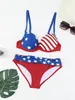 Bikini rembourré du drapeau à rayures étoiles ensemble en maillot de bain à deux pièces STACHS ALIMINABLES
