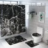 Mattor marmortryckt duschgardin golvmatta badrum set 4st toalett antislip mattor vattent￤ta gardiner