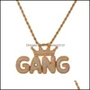 Colares pendentes Hip Hop Icegud Out Crown Bubble Palavras Nome personalizado Calha de Chain Chain Chain Pingents For Men Jewelry 434 Q2 Drop D DHSCD