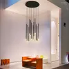 Pendant Lamps Modern Black Art Staircase Chandelier Nordic Duplex Apartment Villa Spiral LED Attic Restaurant