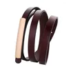 Belts Fashion Thin Cowhide Belt Simple Gold Buckle Narrow Soft Cow Waistband Skirt Decorate Genuine For Women Dress Accessories