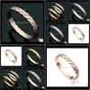 Bangle Bracelets Jewelry Drop Delivery 2021 Brand Stainless Steel Hard 18k Gold Rose Sier Ribbed Bracelet for Fashion Men Women Cocktail