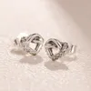 Knutt Hjärtstudörhängen 925 Sterling Silver Söta kvinnor Bröllopsmycken med originallåda för Pandora CZ Diamond Girlfriend Gift Earring Set