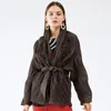 Women's Trench Coats 2022 Winter Small Unique Ruffle Open Collar Loose Tie With A Hundred To Show Thin Warm Coat Cotton Clothes