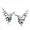 Stud Femmes Angel Wings Boucles D'oreilles Mode Corée Du Sud Bohème Oreille Bijoux 925-Sterling-Sier Cristal Autrichien Aile 352 N2 Drop Del Dhjei