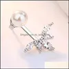 Stud 925 Sterling Sier Jewelry Woman Fashion Earrings Retro Long Tassel Cubic Zirconia Flower Pop Drop Delivery 2022 Earring Dhnsb