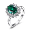 Tillbehör Fina smycken Jewelrypalace Princess Diana Simulerade Green Emerald skapade Red Ruby Halo -förlovningsring 925 Sterling Silver ...