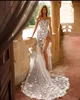 Berta 2023 Sexy Mermaid Wedding Dress Lace Appliqued One Shoulder High Side Split Bridal Gowns 3D Floral robes de mariee