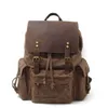 Backpack Style men's backpack canvas casual trend computer oil wax with leather bag trendy street style 221015