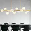 Lâmpadas pendentes American reta sala de jantar escova luzes de metal de cristal / tonalidades de vidro luminarias penduradas lamparas acessórios