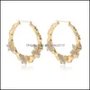 Hoop Huggie Sier Gold Hoop oorbellen Women Iced Bling Rhinestone Butterfly Geometric Bamboo Earring Mode Brand Verklaring Stree DHSCR