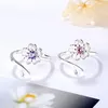 Br￶llopsringar Kvinnor Fashion Cute Sakura Flower Charm Cubic Ziron Stone Prong Seting Simple Style Romantic Open Ring Smycken Tillbeh￶r