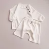 Kleidung Sets Kleinkind Kleidung Set 2 stücke Frühling Baby Boy Solide Waffel Sweatshirts Shorts Anzug Für Kinder Baumwolle Langarm 1-5T